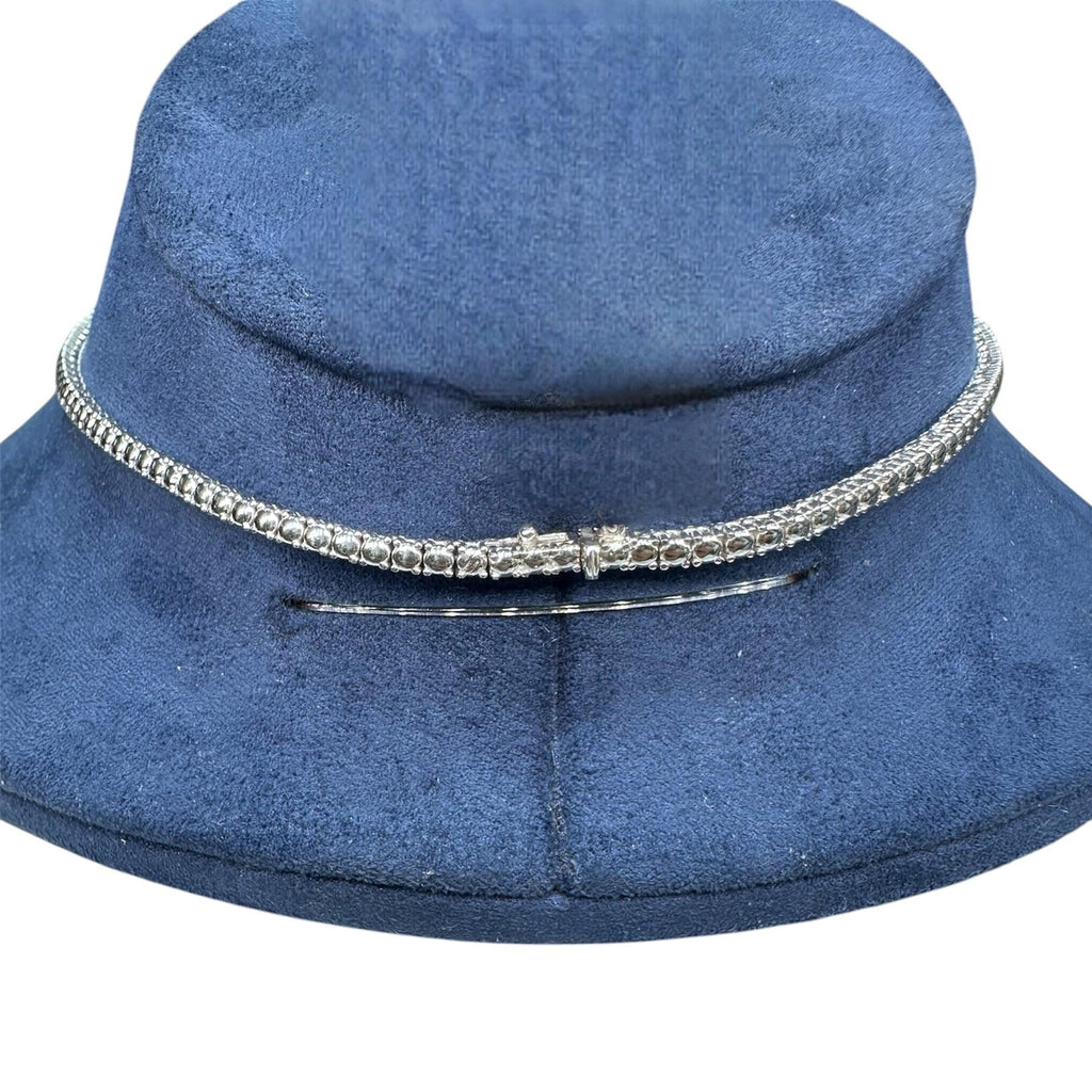 18KT White Gold Sapphire and Diamond Necklace with Baguette Center  SDN024 TZNG (etsy image id: 7969883084)