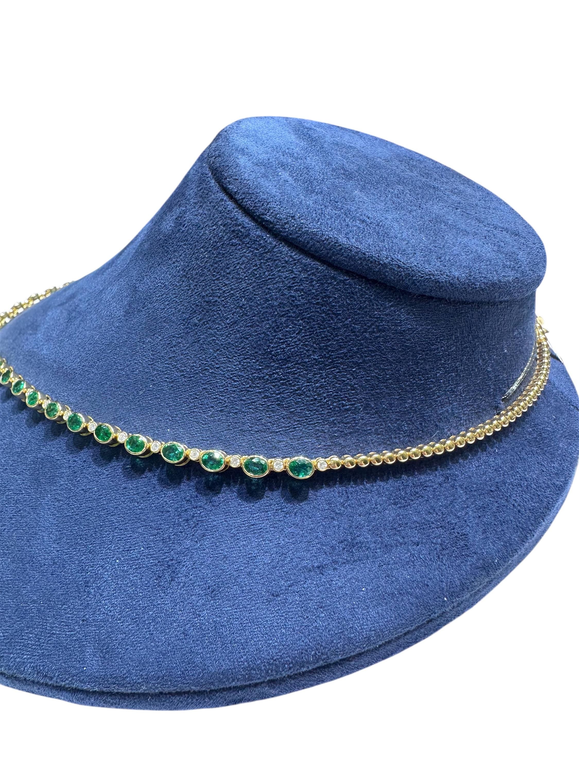 18KT Yellow Gold Emerald & Diamond Necklace with 6.49ct Natural Emeralds and 0.61ct Diamonds – EMDN029 TSTE (etsy image id: 7969894662)