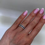 18KT White Gold Ring with 0.54ct Diamonds & 0.75ct Baguette Sapphires SDR990 IITJ (etsy image id: 7970007278)