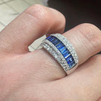 18KT White Gold Diamond and Sapphire Ring with Baguette-Cut Sapphires  SDR992 GGJJ (etsy image id: 7970135856)