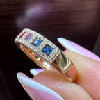 18KT Rose Gold Multi-Color Sapphire and Diamond Ring SDR994 ETJ (etsy image id: 7970304238)