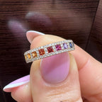 18KT Rose Gold Multi-Color Sapphire and Diamond Ring SDR994 ETJ (etsy image id: 7970304244)