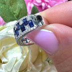 18KT White Gold Diamond Ring with Baguette-Cut Sapphires SDR991 ILTJ (etsy image id: 7970340466)