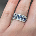 18KT White Gold Diamond Ring with Baguette-Cut Sapphires SDR991 ILTJ (etsy image id: 7970363838)