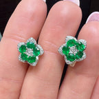 18KT White Gold Emerald & Diamond Earrings – EMER016 IGZN (etsy image id: 7984008400)