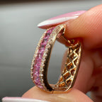 18KT Rose Gold Pink Sapphire & Diamond Hoop Earrings – SDER029 ISZT (etsy image id: 7986362578)