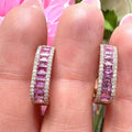 18KT Rose Gold Pink Sapphire & Diamond Hoop Earrings – SDER029 ISZT (etsy image id: 7986363316)