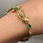 18KT Yellow Gold Emerald & Yellow Diamond Bracelet – EMDB010 GJTS (etsy image id: 7986493890)