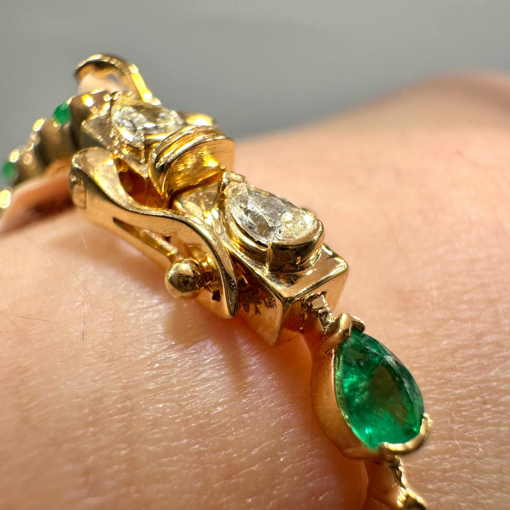 18KT Yellow Gold Emerald & Yellow Diamond Bracelet – EMDB010 GJTS (etsy image id: 7986493994)