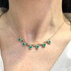 18KT Yellow Gold Emerald & Diamond Necklace – EMDN030 GGZJ (etsy image id: 7986595704)