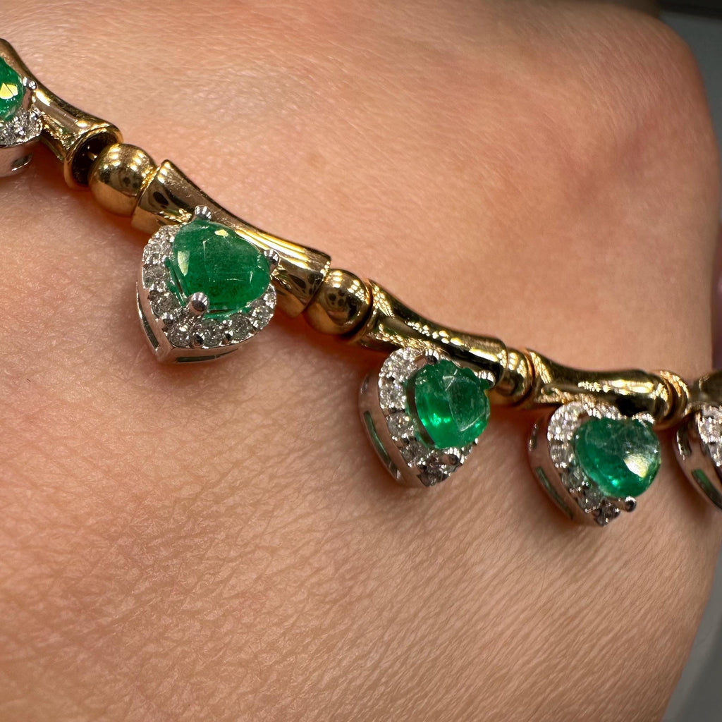 18KT Yellow Gold Emerald & Diamond Necklace – EMDN030 GGZJ (etsy image id: 7986595712)
