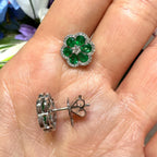 18KT White Gold Emerald & Diamond Earrings – EMER031 IGII (etsy image id: 7990524466)
