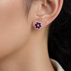 18KT White Gold Ruby & Diamond Floral Earrings – RUBDER0820 IGSA (etsy image id: 7990779188)