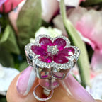18KT White Gold Ruby & Diamond Floral Earrings – RUBDER0820 IGSA (etsy image id: 7990779628)