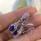 18K White Gold Sapphire & Diamond Earrings – 1.65CT Sapphire / 1.05CT Diamonds | EJJ (etsy image id: 8007572494)