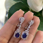 18K White Gold Sapphire & Diamond Earrings – 1.65CT Sapphire / 1.05CT Diamonds | EJJ (etsy image id: 8007572504)