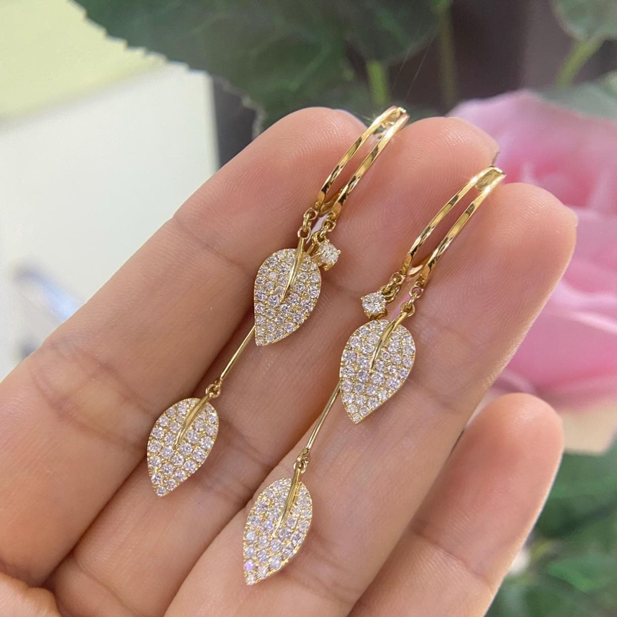 18K Yellow Gold 1.40ct Diamond Earrings R16757 IAGJ (etsy image id: 8008000304)