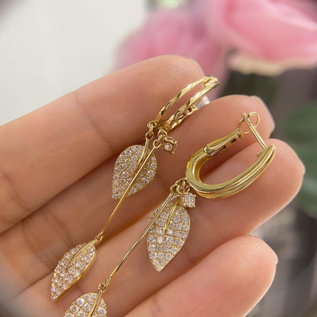 18K Yellow Gold 1.40ct Diamond Earrings R16757 IAGJ (etsy image id: 8008000306)
