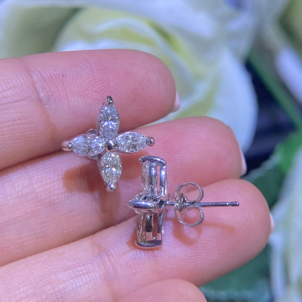 2.15CT Marquise Diamond Stud Earrings in 14K White Gold – IZJJ (etsy image id: 8008531800)