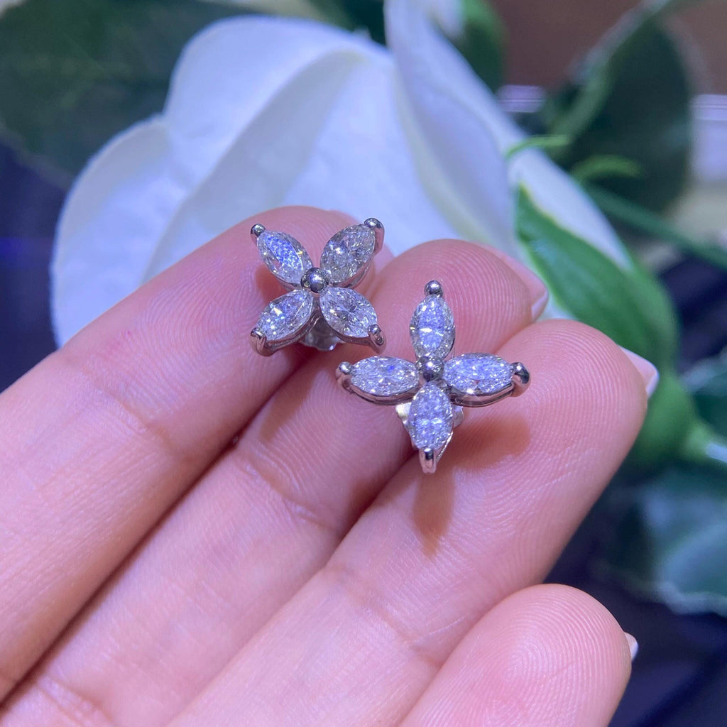 2.15CT Marquise Diamond Stud Earrings in 14K White Gold – IZJJ (etsy image id: 8008531804)
