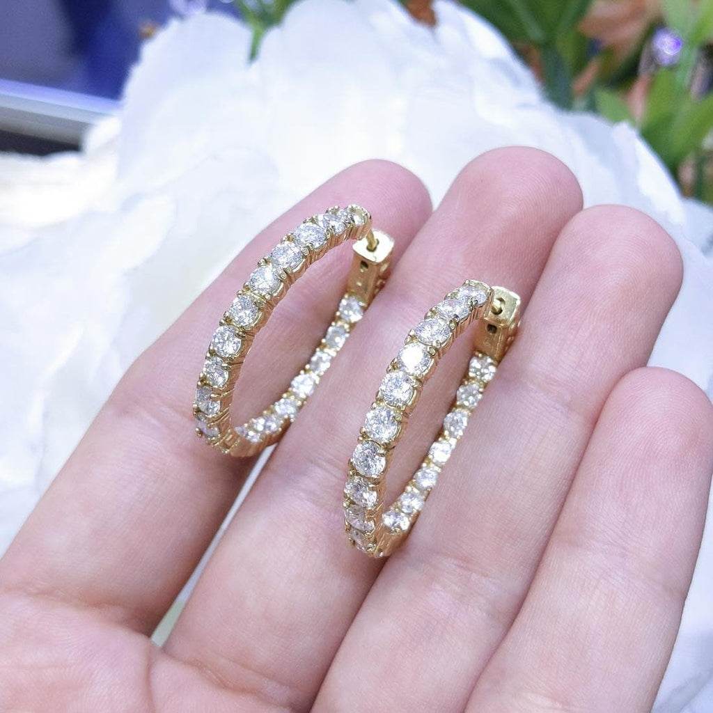 14K Yellow Gold Inside-Out Oval Diamond Hoop Earrings – 4.15CT | DIER035 (etsy image id: 8011202632)