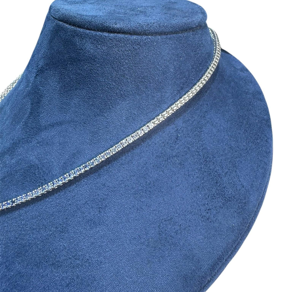 18KT White Gold Sapphire and Diamond Necklace with Baguette Center  SDN024 TZNG (etsy image id: 8017832449)