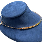 18KT Rose Gold Multi-Sapphire Tennis Necklace with Diamond Accents SDN025 AEIE (etsy image id: 8017841019)