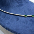 18KT White Gold Necklace with 1.50ct Natural Diamonds and 3.40ct Emerald-Cut Natural Emeralds EMDN28 AGEG (etsy image id: 8017864791)