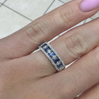 18KT White Gold Ring with 0.54ct Diamonds & 0.75ct Baguette Sapphires SDR990 IITJ (etsy image id: 8017957099)