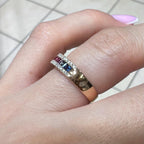 18KT Rose Gold Ring with Multi-Color Princess-Cut Sapphires and Diamond Accents SDR993 IJGJ (etsy image id: 8018152109)