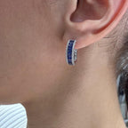 18K White Gold Earrings with 0.35ct Brilliant Cut Diamonds and 2.34ct Emerald Cut Sapphires – SDER027 ISJJ (etsy image id: 8018370803)