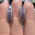 18K White Gold Earrings with 0.34ct Brilliant Cut Diamonds and 2.90ct Emerald Cut Natural Pink Sapphires – SDER026 GJJJ (etsy image id: 8018409919)