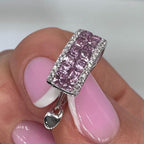 18K White Gold Earrings with 0.34ct Brilliant Cut Diamonds and 2.90ct Emerald Cut Natural Pink Sapphires – SDER026 GJJJ (etsy image id: 8018409931)