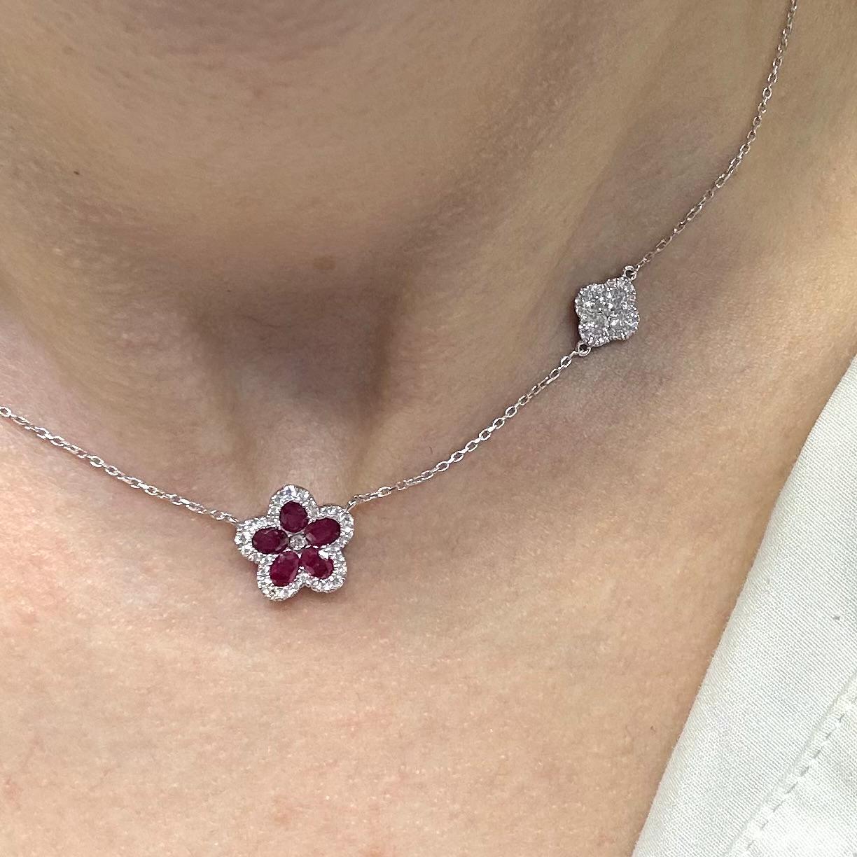 18KT White Gold Ruby & Diamond Necklace RDN005 IIJE (etsy image id: 8031235179)