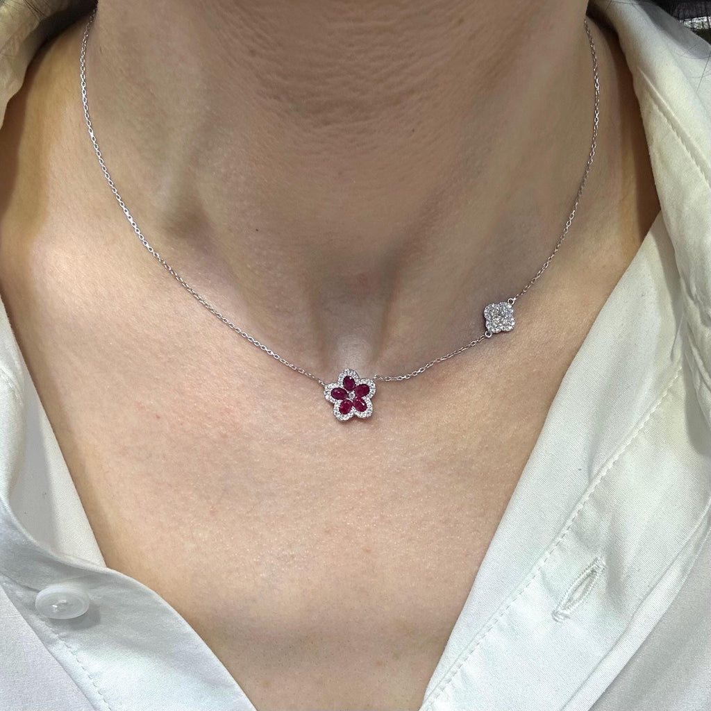 18KT White Gold Ruby & Diamond Necklace RDN005 IIJE (etsy image id: 8031237597)