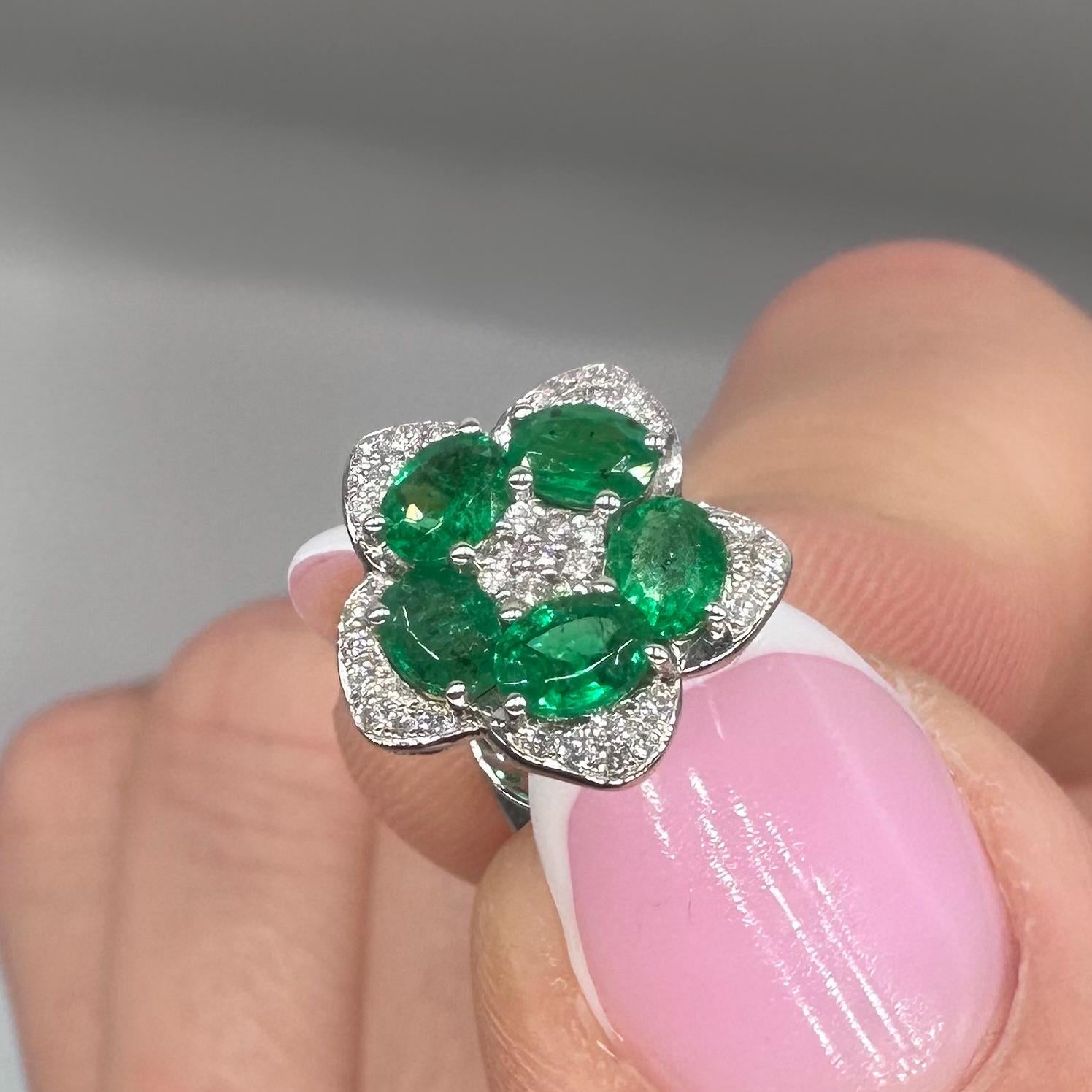 18KT White Gold Emerald & Diamond Earrings – EMER016 IGZN (etsy image id: 8031953351)