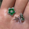 18KT White Gold Emerald & Diamond Earrings – EMER016 IGZN (etsy image id: 8031953457)