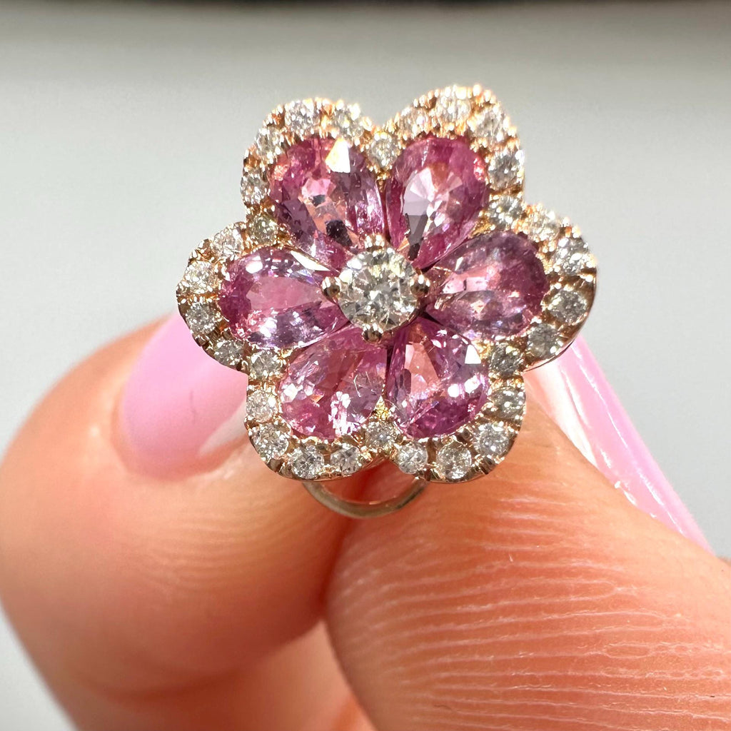 Floral 18KT Rose Gold Pink Sapphire & Diamond Earrings – SDER028 IGNA (etsy image id: 8032014675)