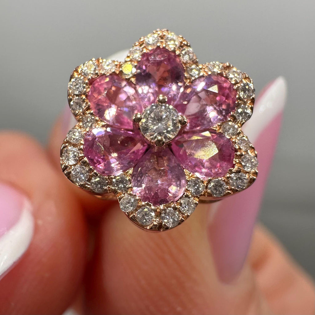 Floral 18KT Rose Gold Pink Sapphire & Diamond Earrings – SDER028 IGNA (etsy image id: 8032014735)