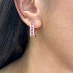 18KT Rose Gold Pink Sapphire & Diamond Hoop Earrings – SDER029 ISZT (etsy image id: 8034302981)
