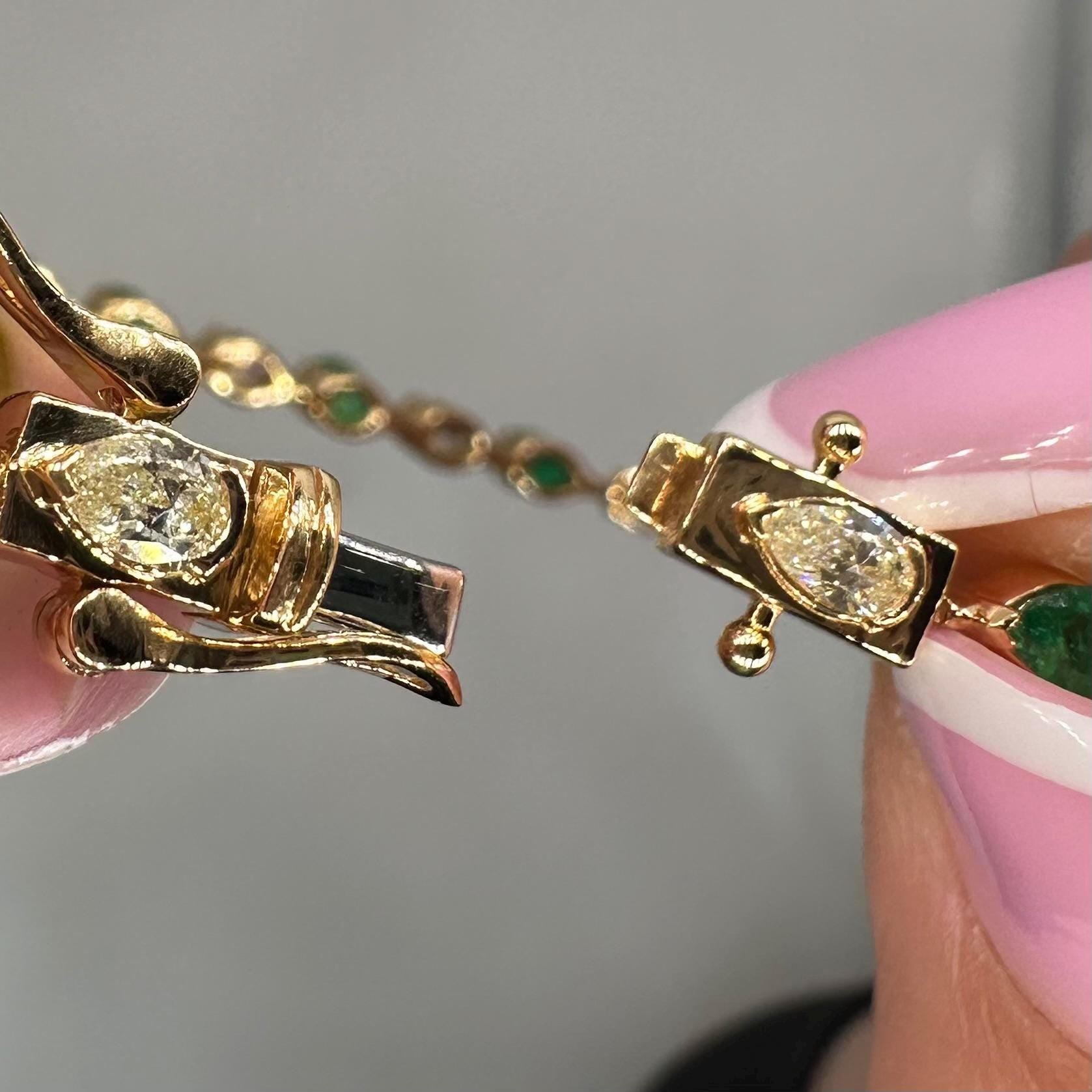 18KT Yellow Gold Emerald & Yellow Diamond Bracelet – EMDB010 GJTS (etsy image id: 8034434961)