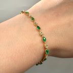 18KT Yellow Gold Emerald & Yellow Diamond Bracelet – EMDB010 GJTS (etsy image id: 8034435185)