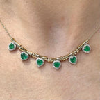 18KT Yellow Gold Emerald & Diamond Necklace – EMDN030 GGZJ (etsy image id: 8034537045)