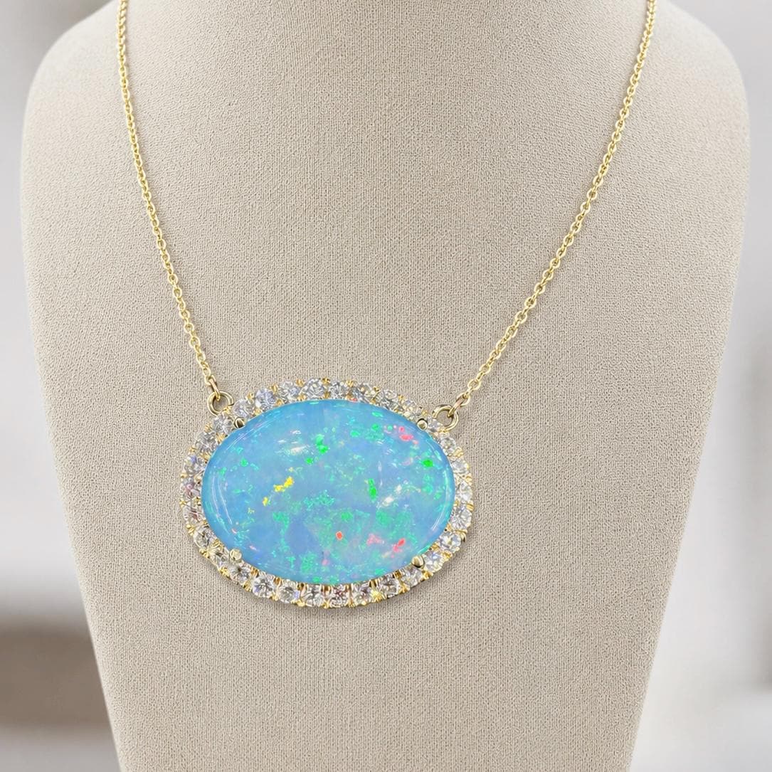 14KT Yellow Gold Opal & Diamond Pendant Necklace – COLN024 NGJJ (etsy image id: 8038336077)