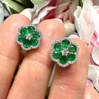 18KT White Gold Emerald & Diamond Earrings – EMER031 IGII (etsy image id: 8038463725)
