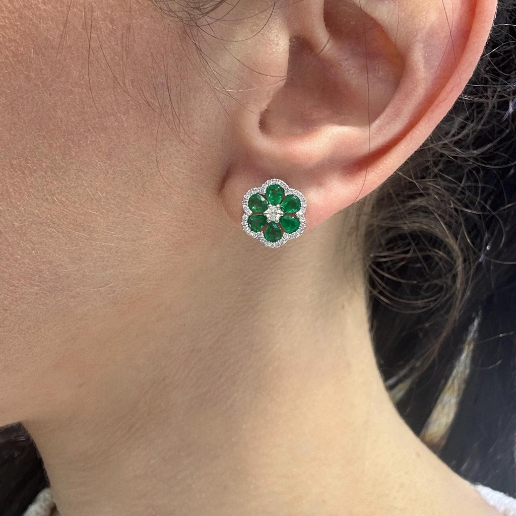 18KT White Gold Emerald & Diamond Earrings – EMER031 IGII (etsy image id: 8038463747)