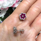 18KT White Gold Ruby & Diamond Floral Earrings – RUBDER0820 IGSA (etsy image id: 8038719857)