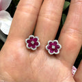 18KT White Gold Ruby & Diamond Floral Earrings – RUBDER0820 IGSA (etsy image id: 8038726525)
