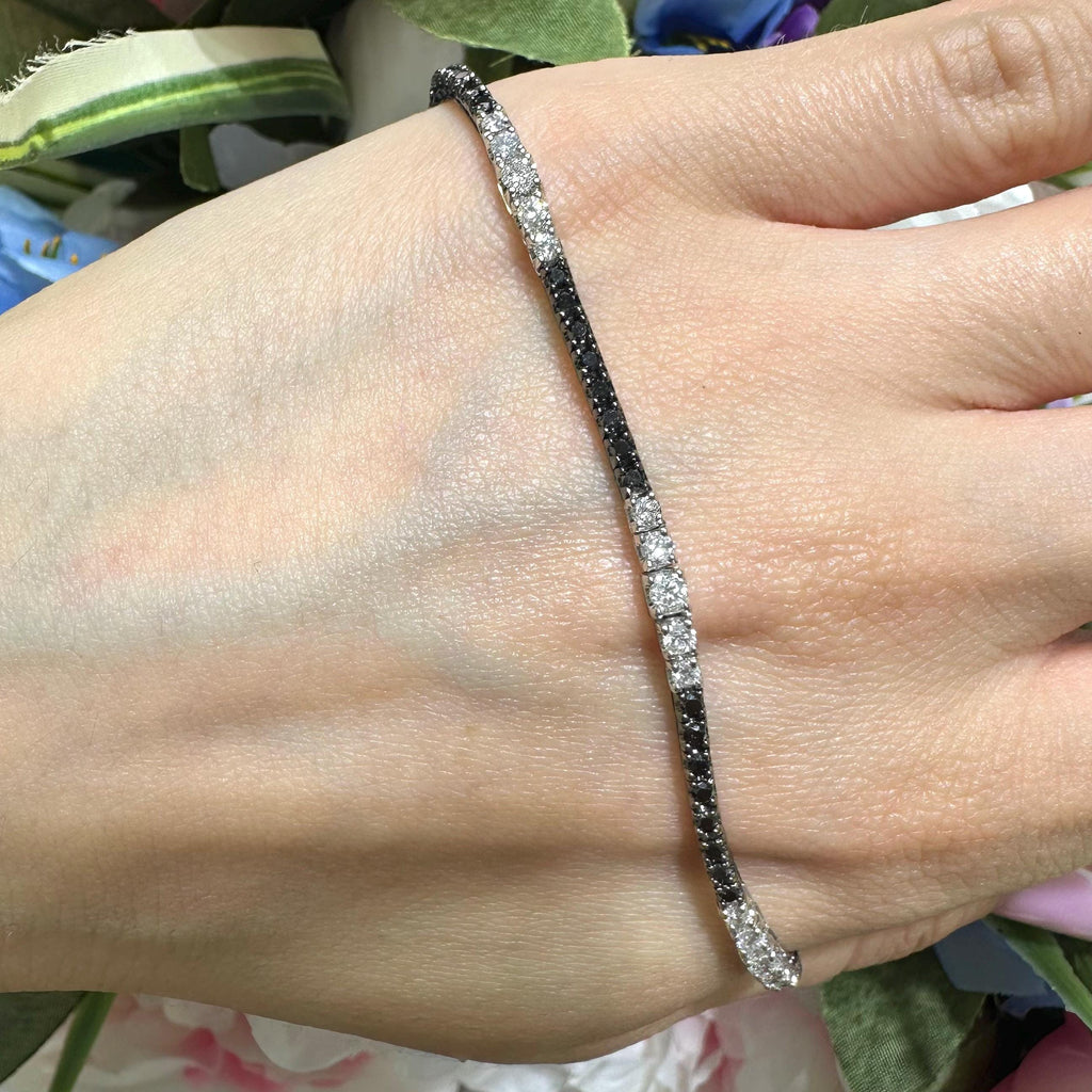 18KT White Gold Black & White Diamond Bracelet – DB0067 ILJS (etsy image id: 8038888019)