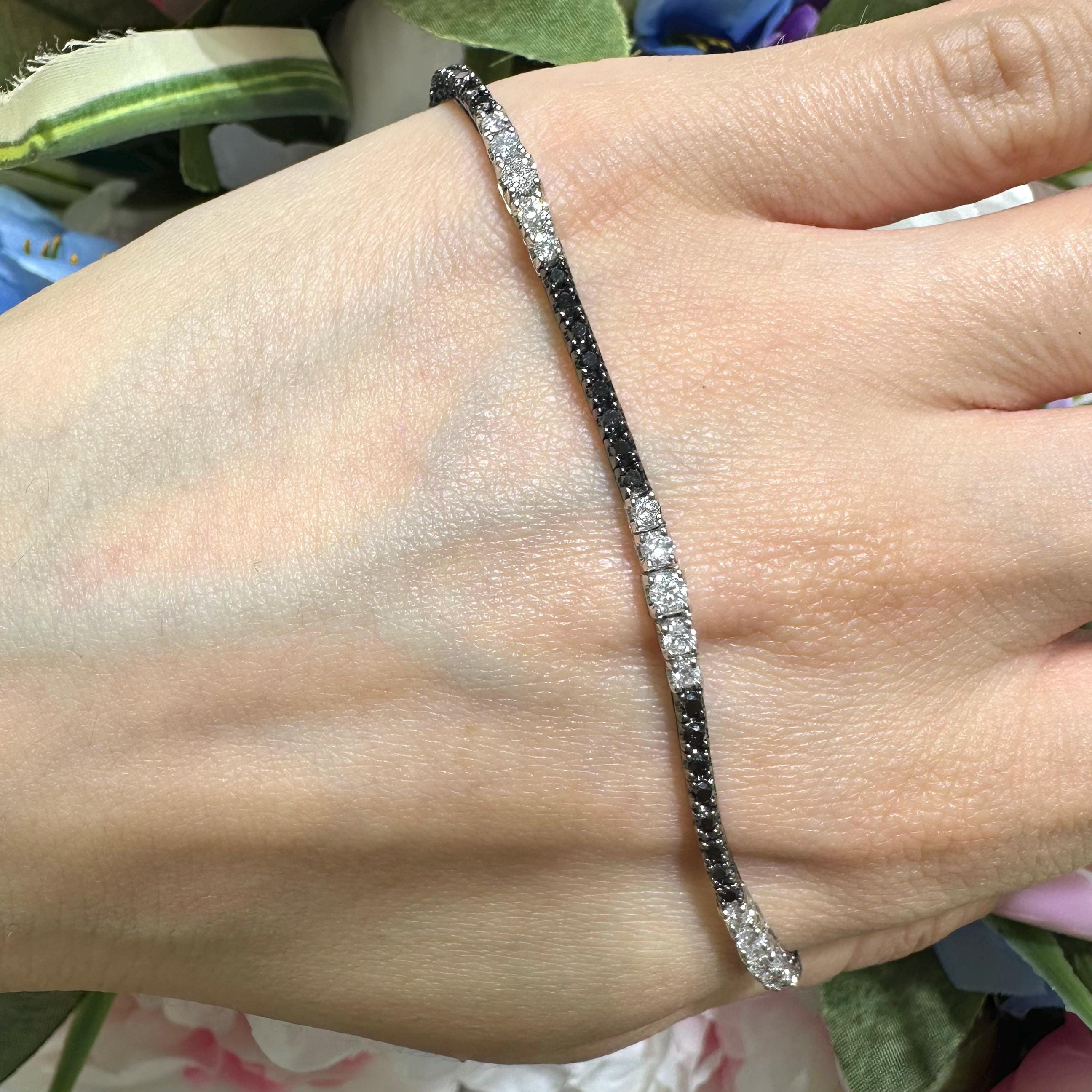 18KT White Gold Black & White Diamond Bracelet – DB0067 ILJS (etsy image id: 8038888019)